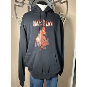 Billie Eilish Spooky Logo H&M Divided‎ Black Hoodie Pullover Adult Sz Large XL